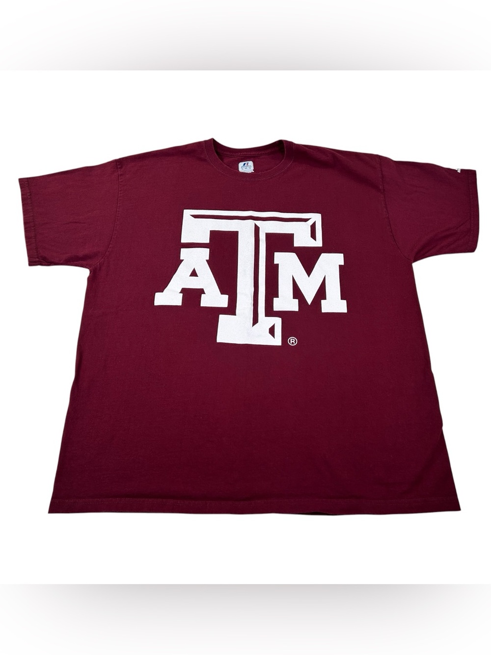 Russell Athletic Texas A&M Aggies ATM Big Logo T-Shirt Men’s XL Maroon Y2K 2007